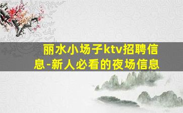 丽水小场子ktv招聘信息-新人必看的夜场信息